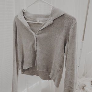 Brandy Melville Grey Button Up Crop Top